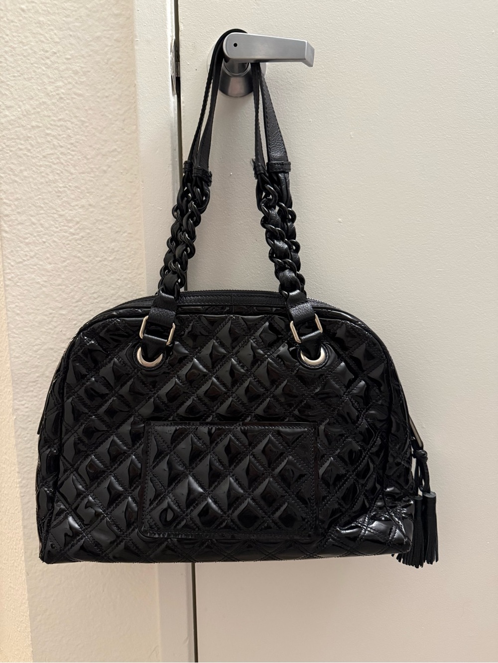 Marc Jacobs Black Quilted Patent Shoulder Satchel - Picture 2 of 8